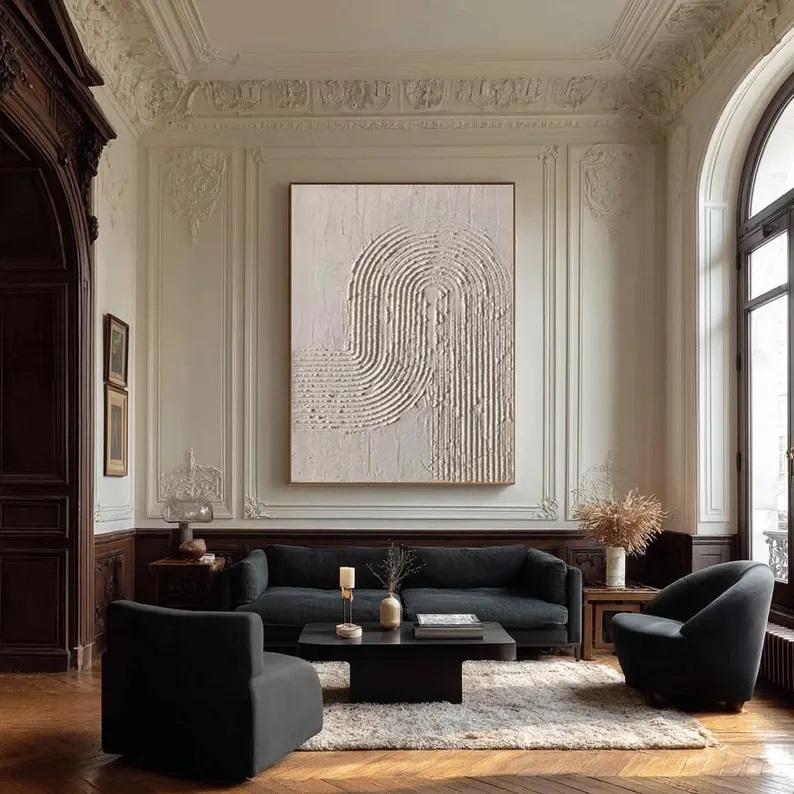 Beige 3D Textured Canvas Art Wabi Sabi Abstract Painting #ABST15