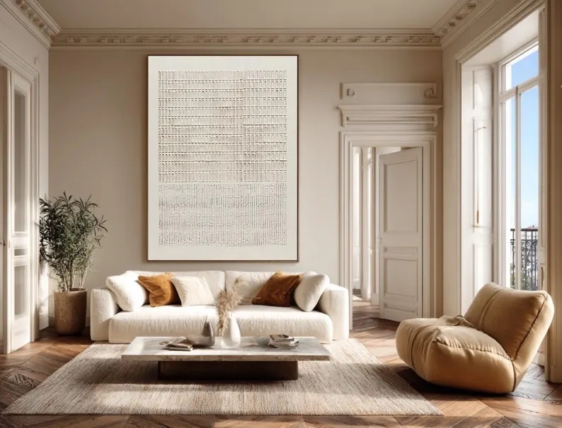 Beige Wabi-Sabi Canvas Art 3D Textured Abstract Painting #ABST22