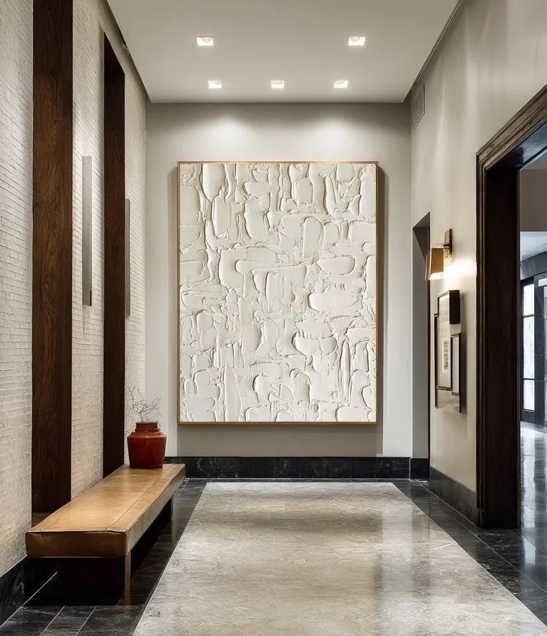 Large Beige 3D Textured Canvas Art Wabi-Sabi Abstract Painting #ABST23