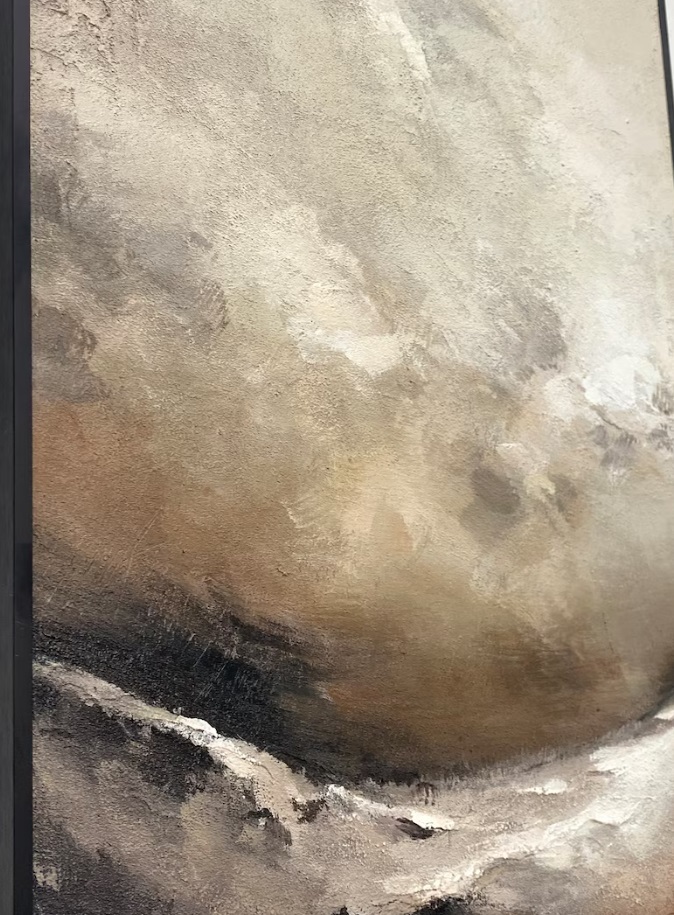 Beige & Gray Textured Abstract Painting on Canvas 3D Minimalist Wall Art #ABST25