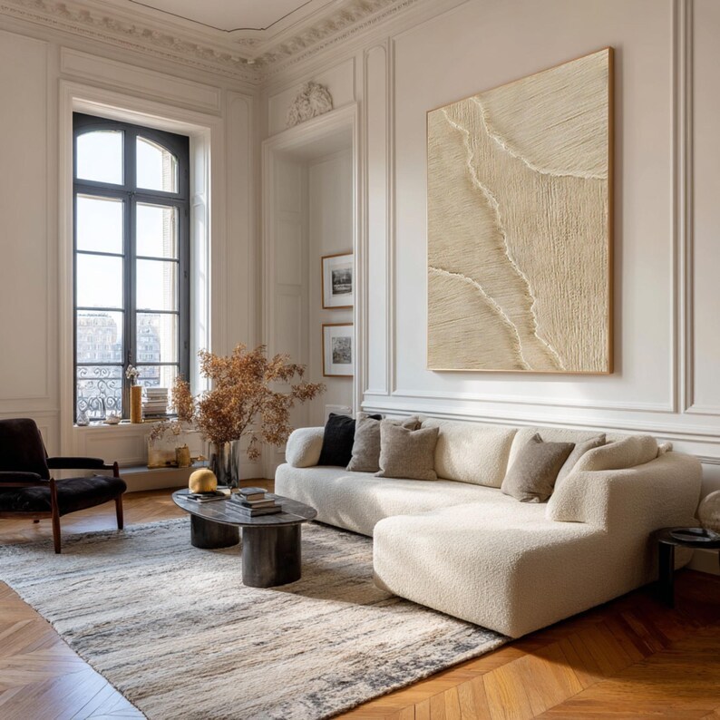 Textured White Wave Painting 3D Abstract Wabi-Sabi Canvas Art #ABST32