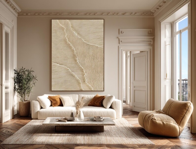 Textured White Wave Painting 3D Abstract Wabi-Sabi Canvas Art #ABST32