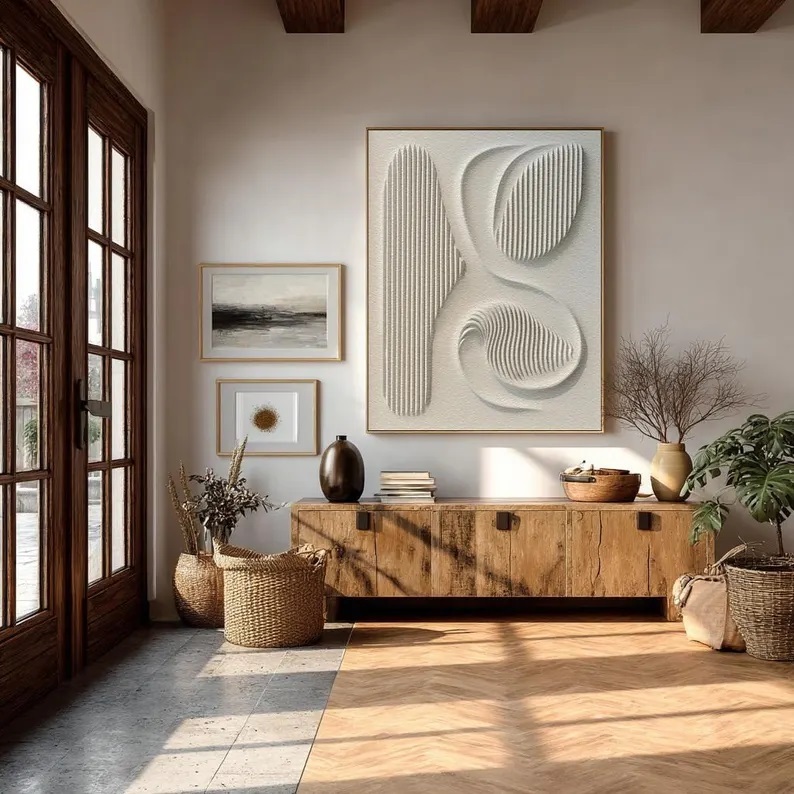 Textured Beige Abstract Painting Wabi-Sabi Canvas Art, Neutral Decor #ABST43