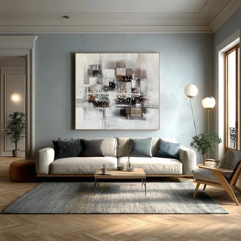 Gray Abstract Oil Painting #ABST113