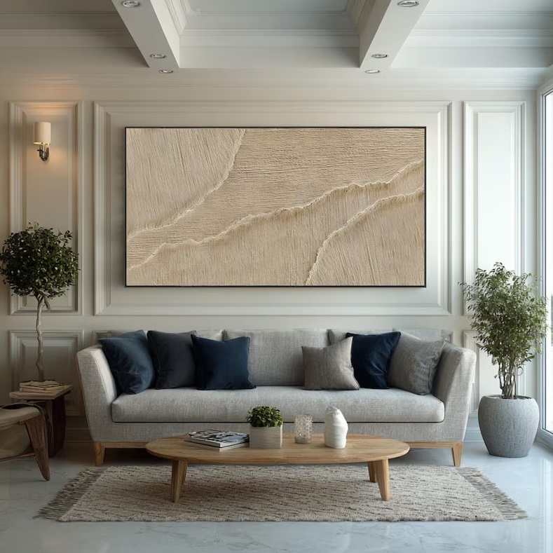 Beige 3D Textured Painting #ABST35