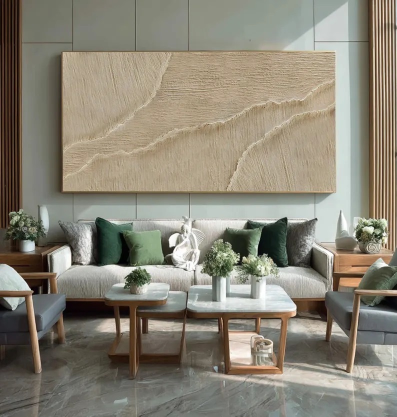 Beige 3D Textured Painting #ABST35