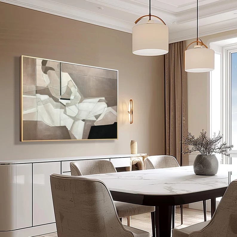 Large Beige Abstract Painting #ABST125