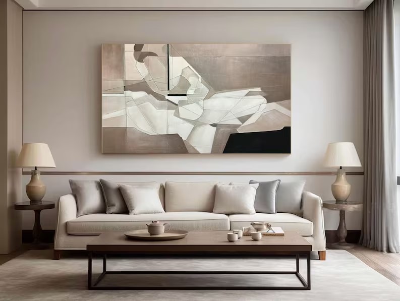 Large Beige Abstract Painting #ABST125