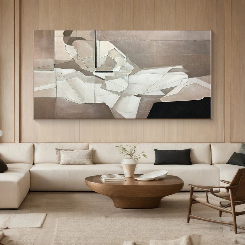 Large Beige Abstract Painting #ABST125