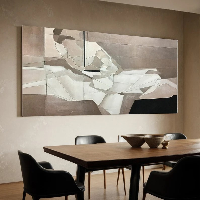 Large Beige Abstract Painting #ABST125