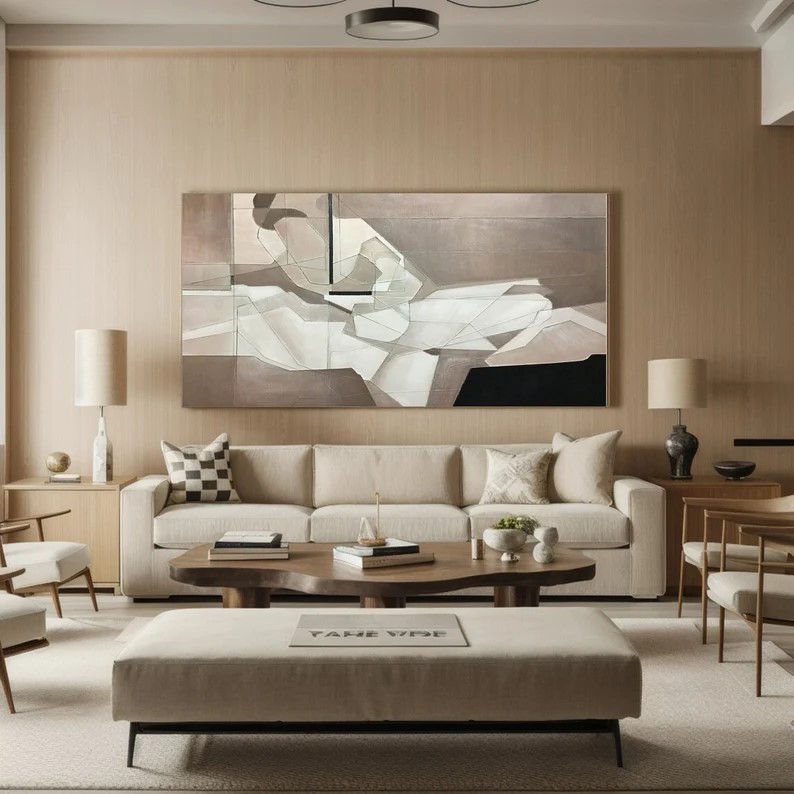 Large Beige Abstract Painting #ABST125
