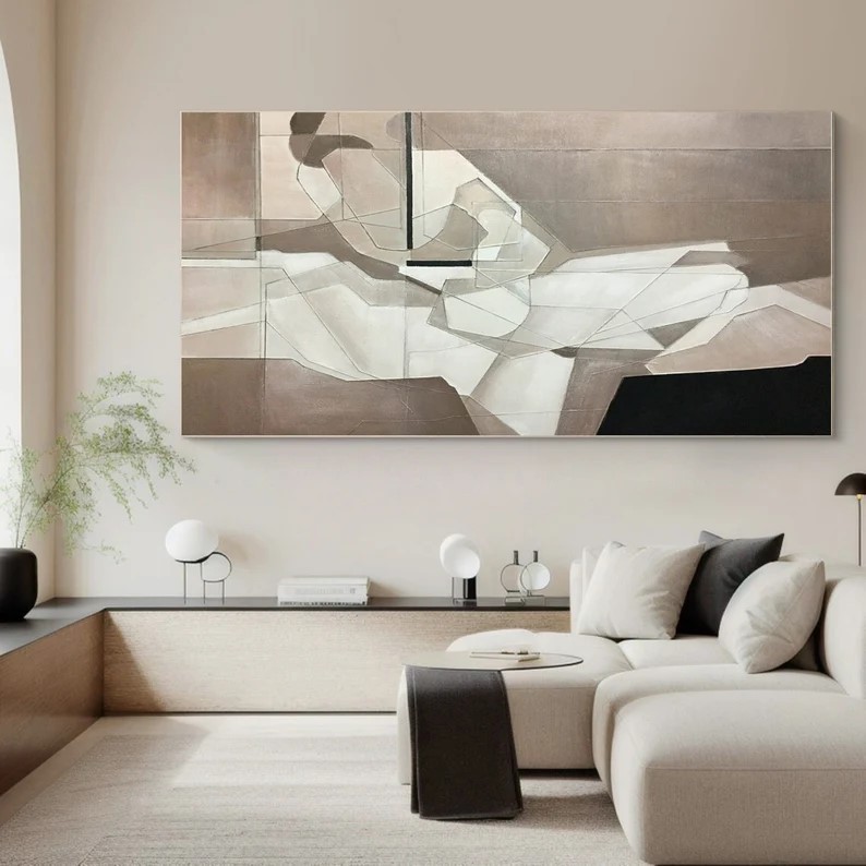 Large Beige Abstract Painting #ABST125