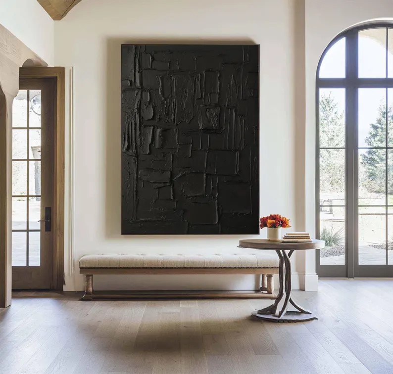 Black Textured Wall Art #ABST150