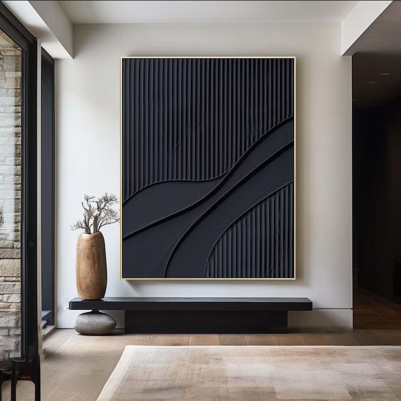 Oversized Black Abstract Painting #ABST151