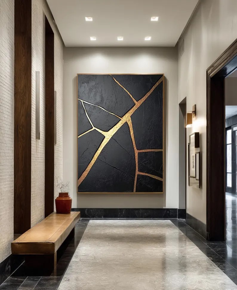 Black and Gold Abstract Painting #ABST157