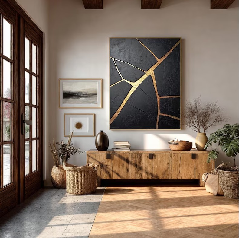 Black and Gold Abstract Painting #ABST157