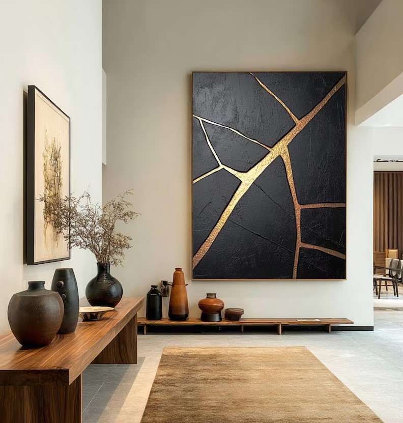 Black and Gold Abstract Painting #ABST157