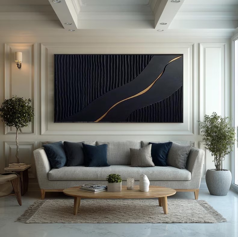 Black and Gold Abstract Painting #ABST158