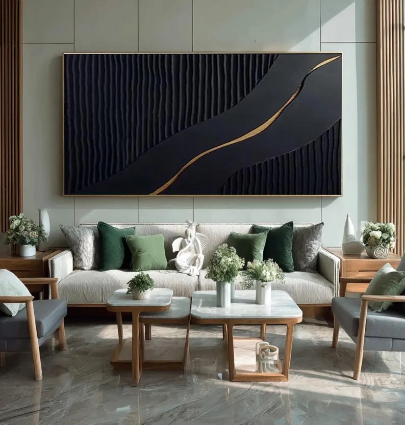 Black and Gold Abstract Painting #ABST158