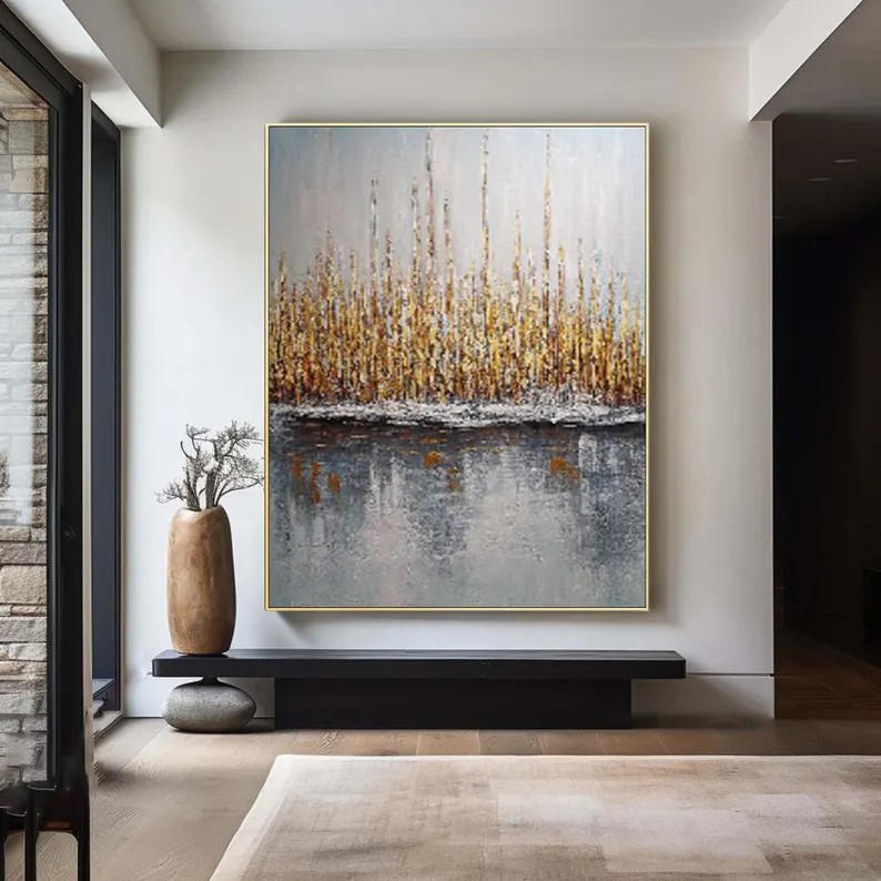 Abstract Gray and Gold Painting #ABST189