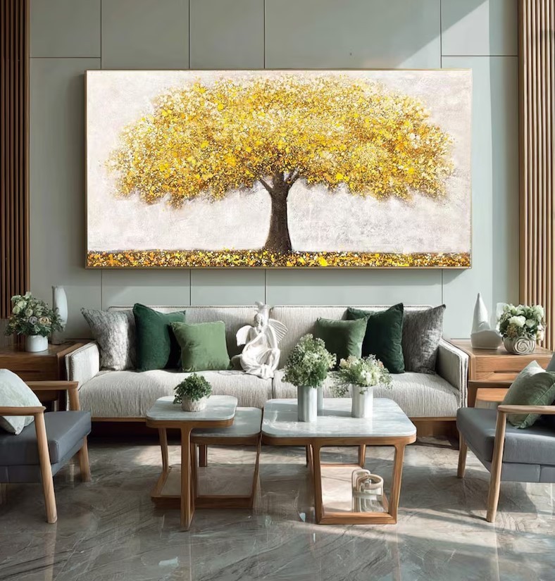 Textured Golden Tree Painting #ABST191