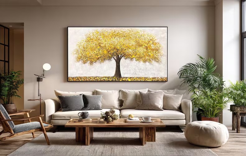 Textured Golden Tree Painting #ABST191