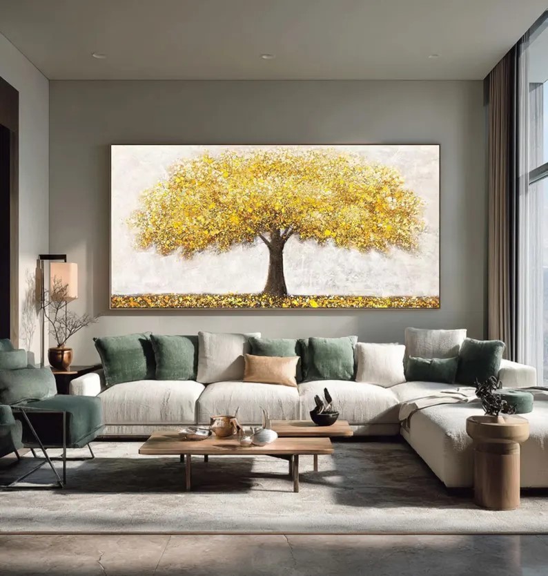 Textured Golden Tree Painting #ABST191
