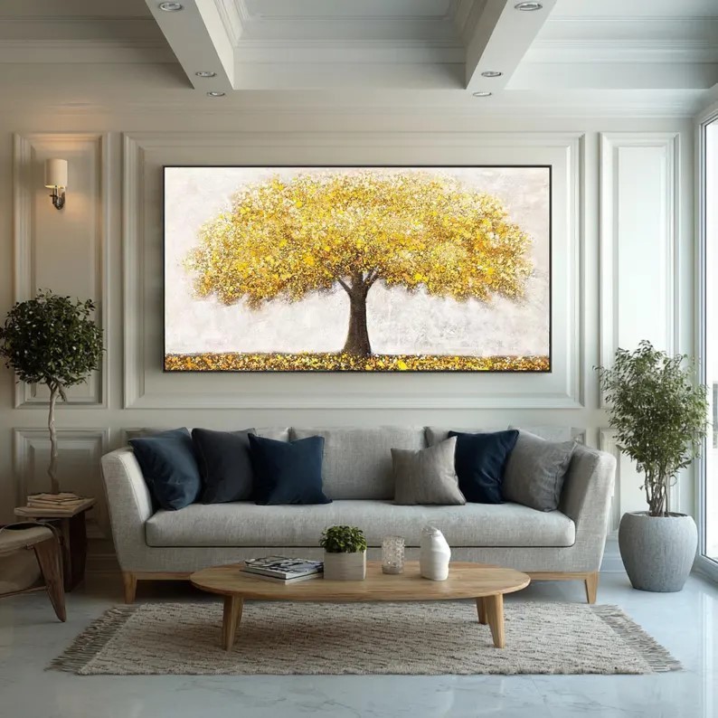 Textured Golden Tree Painting #ABST191