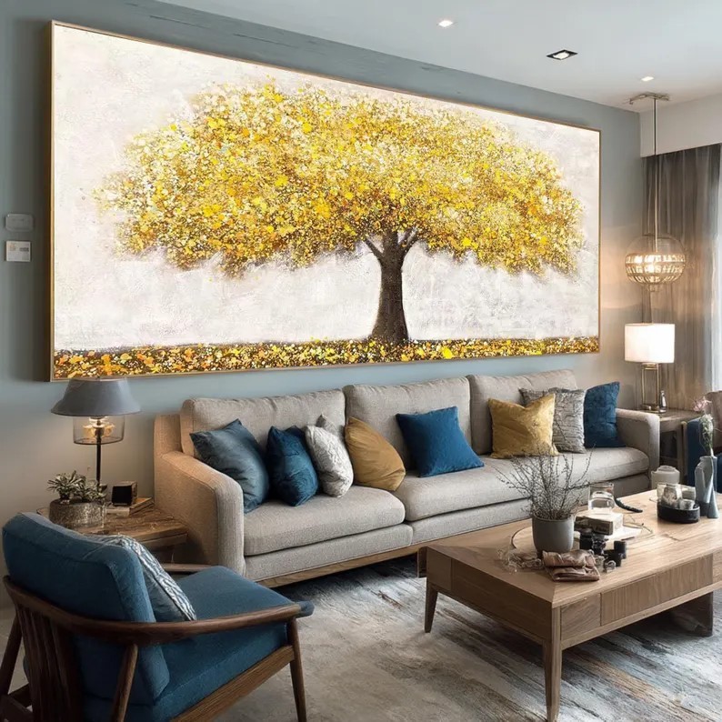 Textured Golden Tree Painting #ABST191