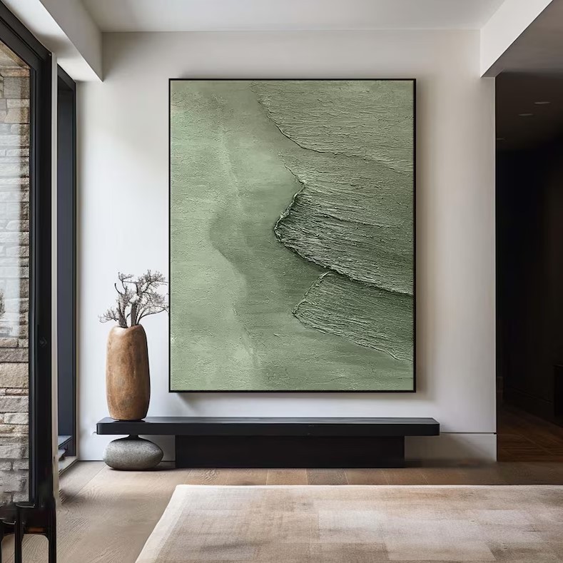 Green Abstract Wave Painting #ABST166