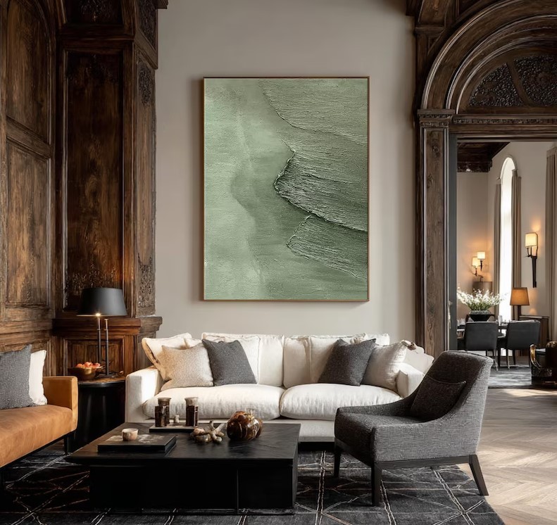 Green Abstract Wave Painting #ABST166
