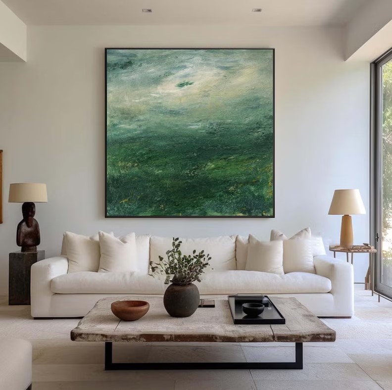 Green Wabi Sabi Painting #ABST169