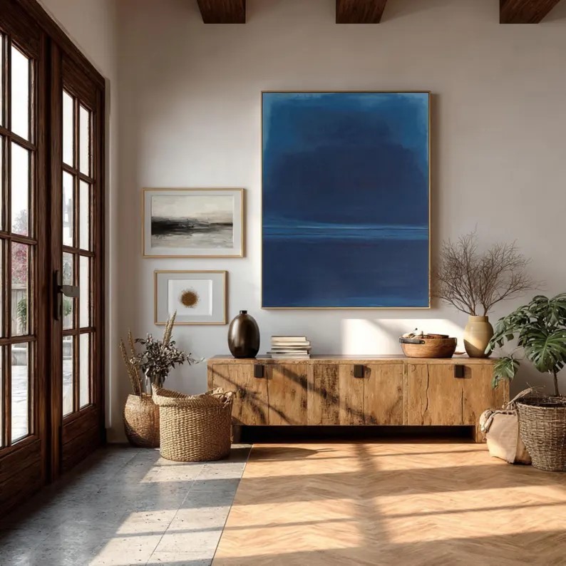 Large Blue 3D Textured Painting #ABST173
