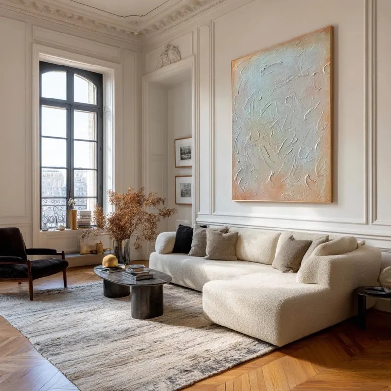 Beige Brown Abstract Painting #ABST61