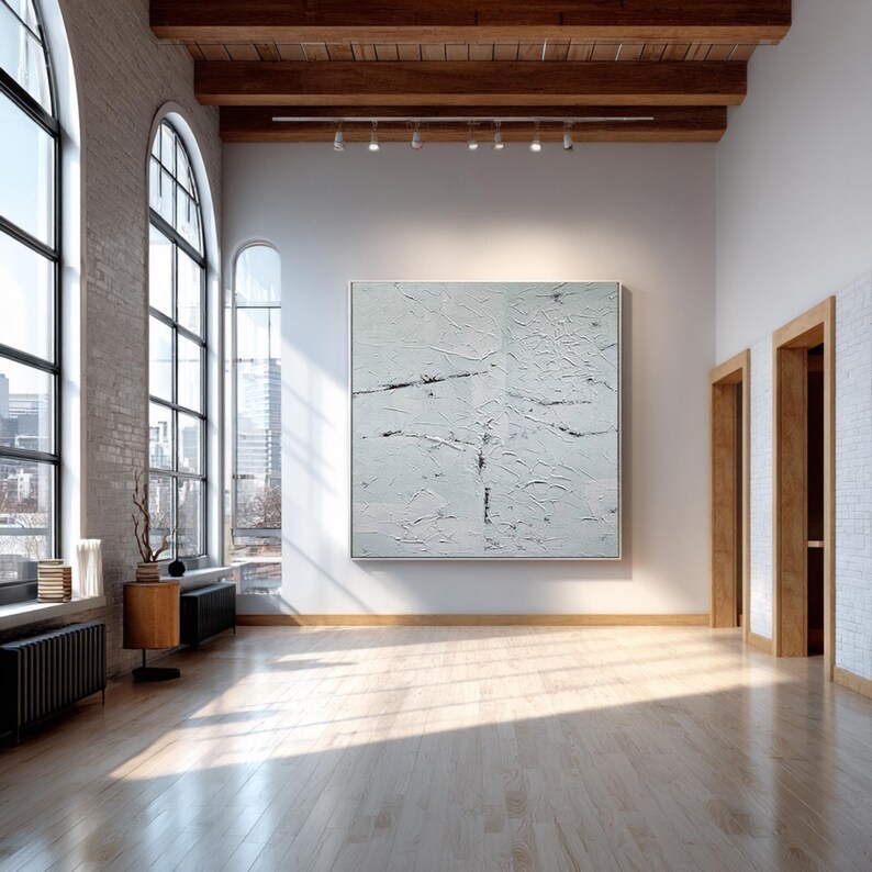 3D White Textured Abstract Painting #ABST136