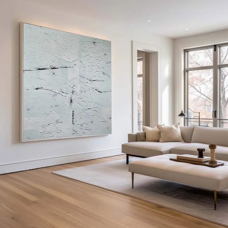 3D White Textured Abstract Painting #ABST136