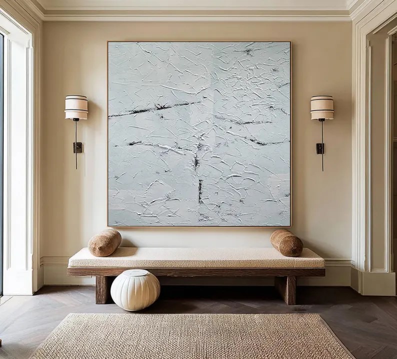 3D White Textured Abstract Painting #ABST136