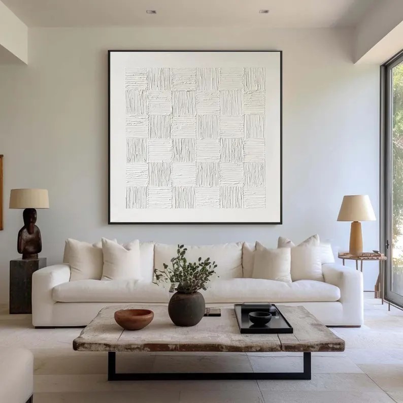 White 3D Textured Painting #ABST137