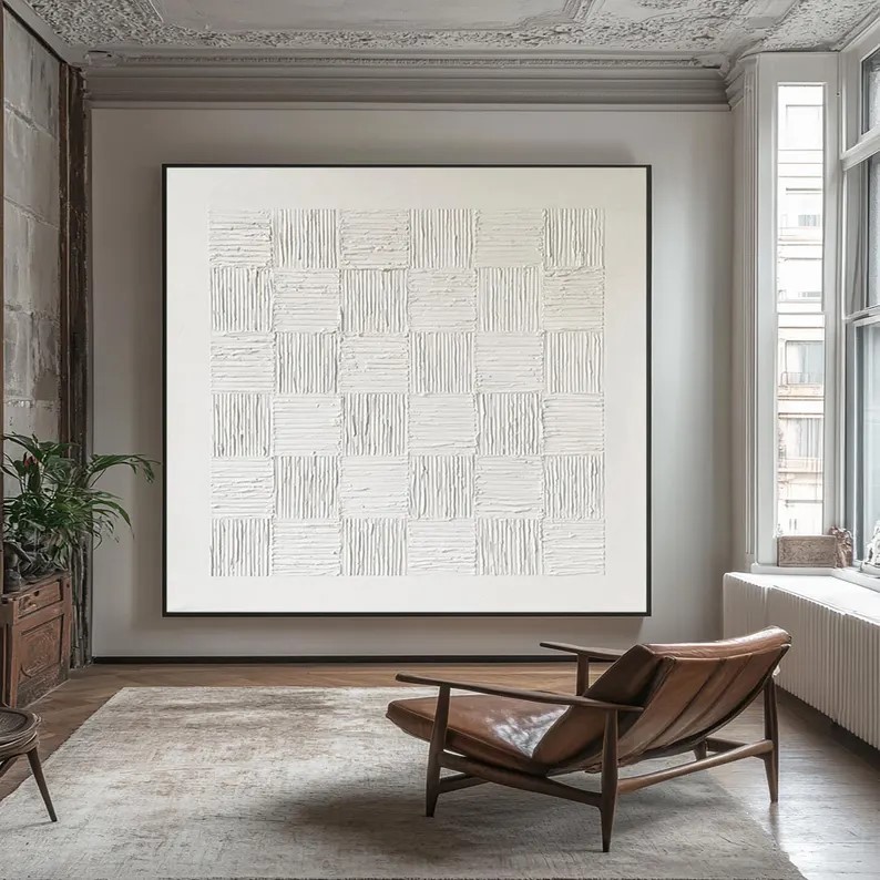 White 3D Textured Painting #ABST137