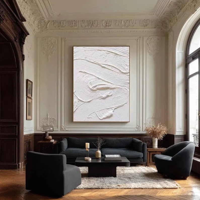 Large White Abstract Oil Painting #ABST141