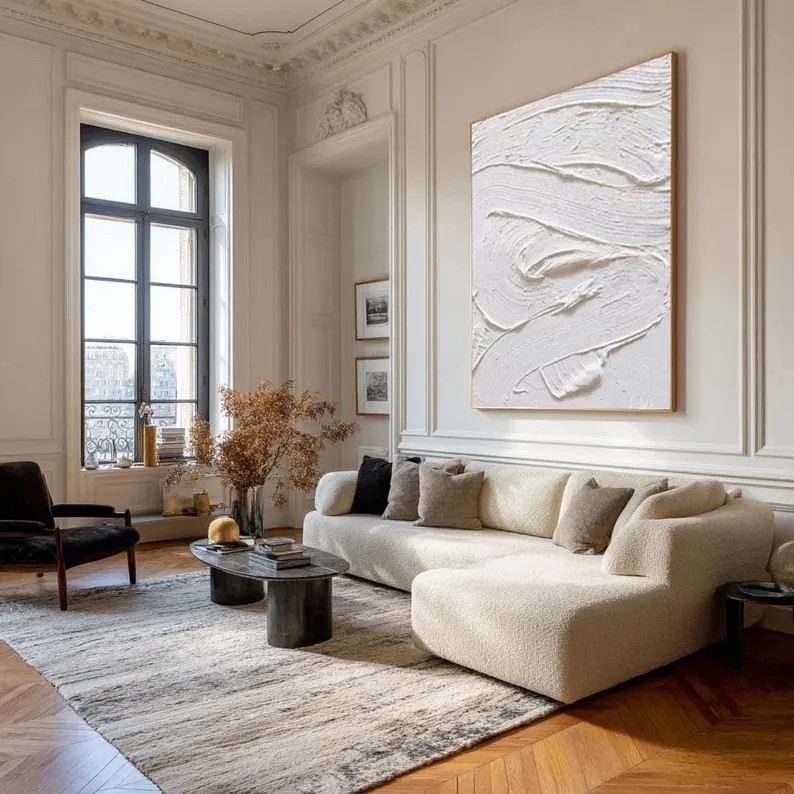 Large White Abstract Oil Painting #ABST141