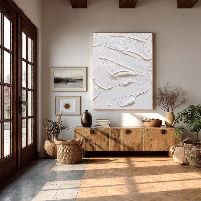 Large White Abstract Oil Painting #ABST141