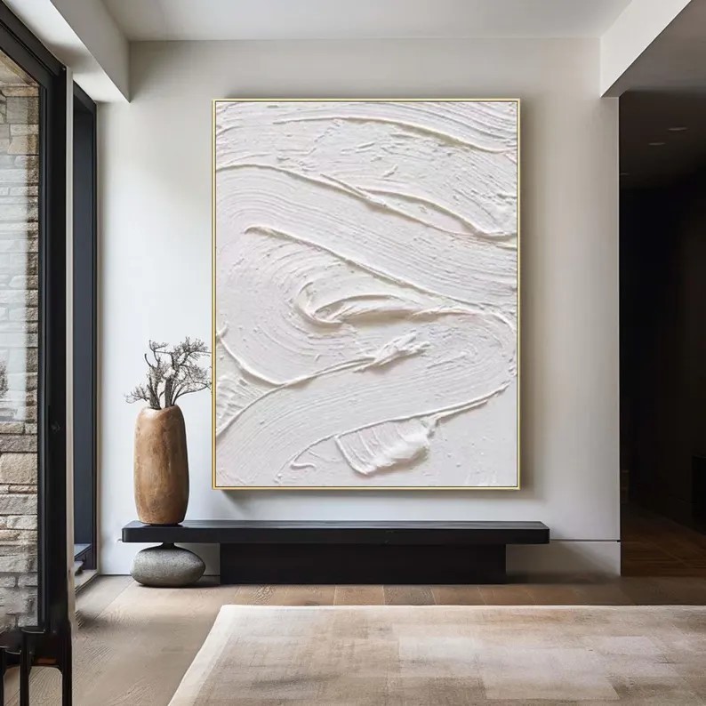 Large White Abstract Oil Painting #ABST141