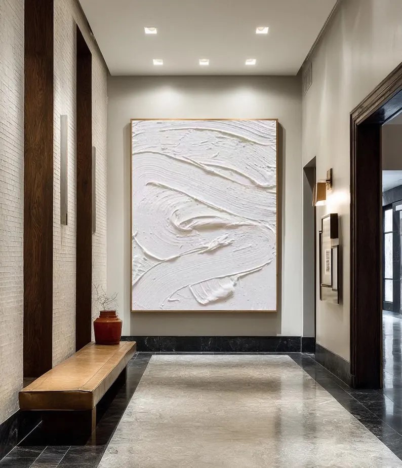 Large White Abstract Oil Painting #ABST141