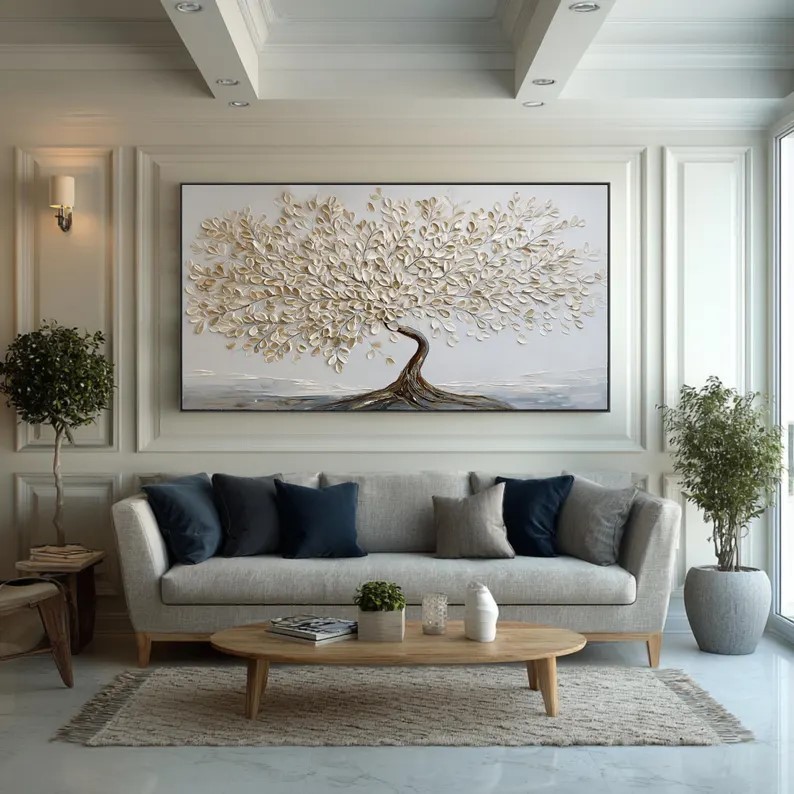 Beige Tree of Life Painting #ABST77