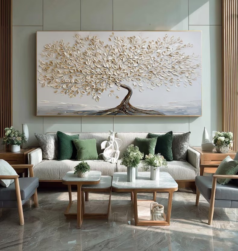 Beige Tree of Life Painting #ABST77