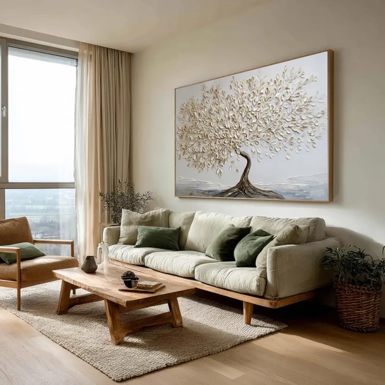 Beige Tree of Life Painting #ABST77