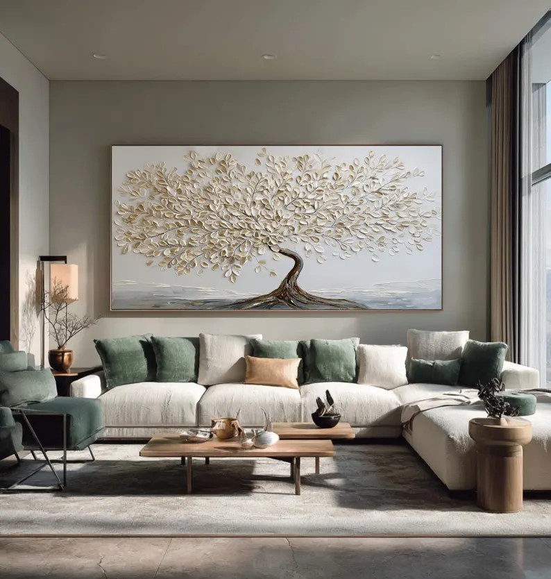 Beige Tree of Life Painting #ABST77