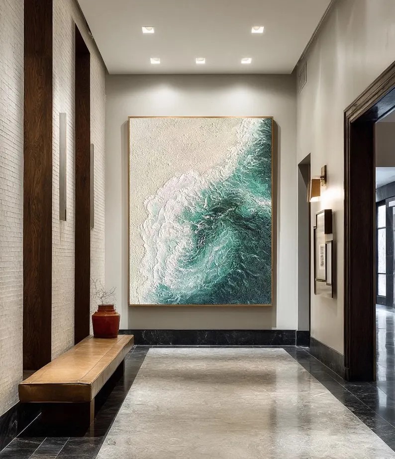 Textured Ocean Canvas Painting #ABST86