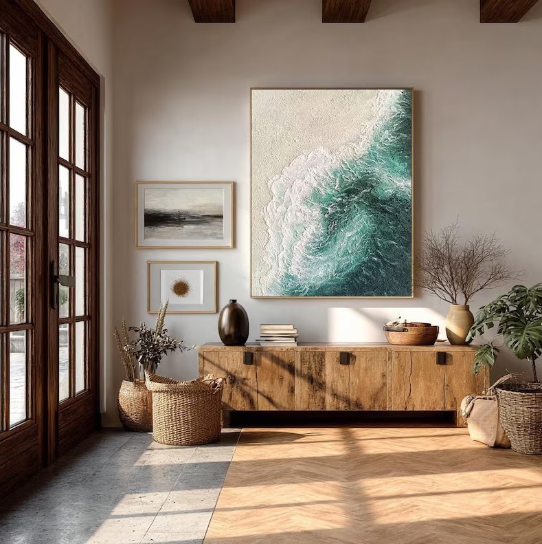 Textured Ocean Canvas Painting #ABST86